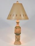 Casual Cream & Green Accented Pineapple Table Lamp with Matching Shade