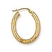 Jewelco London 9ct Yellow gold 3mm oval shaped hoop earrings with textured stripe design ( 1g )
