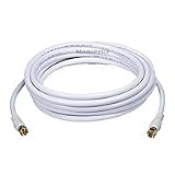 15FT RG6 (18AWG) 75Ohm, Quad Shield, CL2 Coaxial Cable with F Type Connector - White