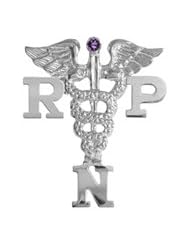 NursingPin - Registered Practical Nurse RPN Graduation Nursing Pin with Amethyst in Silver