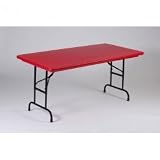 Outdoor Living : 24 X 48 Folding Table - Adjustable - Red (Red with Black Frame) (32' H x 24' W x 48' D)