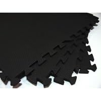 Gym Flooring 72 Square Feet ( 18 tiles + borders) 'We Sell Mats' Black 2' x 2' x 3/8