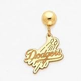14K Los Angeles Dodgers Dodgers Swoosh W/Ball Post Dangle Earrings