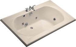 Kohler Memoirs 6 Foot Drop In Jetted Tub with Center Drain Innocent Blush - K-1418-HH-55
