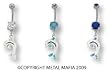 DOLPHIN CHARM WITH GEMS BELLY RING BNADP20BL- BLUE
