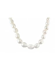 14K 11.5-12mm white baroque freshwater cultured pearl necklace, 18"