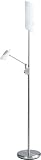 Lisette Polished Steel/Frost Glass Shade Floor Reading Lamp