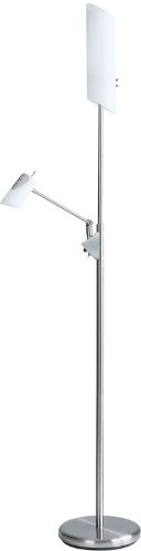 Lisette Polished Steel/Frost Glass Shade Floor Reading Lamp