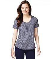 7 Pleat Tile Print Top with Stay New™