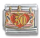 Clearly Charming #50 Celebration Birthday Cake Food Drink Theme Italian Charm Bracelet Link