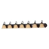 7 Light Vanity - Mahogany Bronze / Champagne Linen Washed Glass - Nuvo Lighting 60-1268