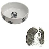 Cav. King Charles Spaniel Paw Print Bowl, Porcelain by Rosalinde (7 in. x 2.5 in. deep)