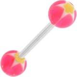 Psychedelich Pink STAR Acrylic Barbell Tongue Ring