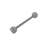 High Polish Titanium Jeweled Tongue Ring (14G - 3/4 Inch)