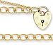 Jewelco London 9ct Solid gold British made economy Charm bracelet fitted with heart shaped padlock ( 5.5g )