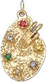 Artist Palette, 14K Gold Charm