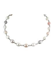 Sterling Silver Multi Color Freshwater Pearl 17.5" Necklace