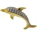 Sterling Silver Two Tone CZ Dolphin Brooch