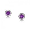 Amethyst & Diamond White Gold Earrings - Circle of Life or Love