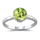 1.75 Cts Peridot Solitaire Ring in 18K White Gold