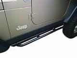 Rockcrawler Side Guards 4 Mil Black Powder Coat 2in.X3in. Rectangle Tube w/Tapered/Enclosed/Welded Ends And Additional 1.5in.X0.140in. Wall Kick Out Tube