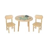 Round Table and 2 Chairs Set- Natural(28