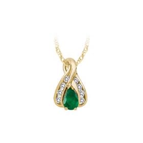 10kt. Gold, Emerald and Diamond Pendant by