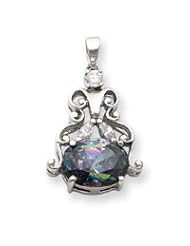 Sterling Silver Mystic and Clear CZ Pendant
