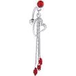 Ruby Red TOP DROP Pierced HEART TEARDROP CHAIN Dangle Belly Ring