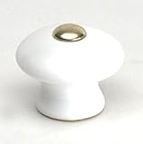 1 3/8'' Dia Ceramic White / Brass Insert Knob