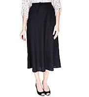 Linen Blend A-Line Plain Long Skirt