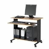 35 Wide fixed height workstation, cherry shelves/black frame