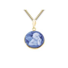 Genuine Agate Cameo Angel Pendant by