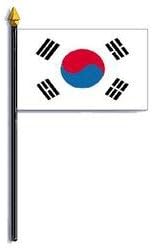South Korea Flag Rayon On Staff 4 in. x 6 in.