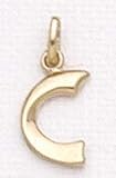 14kt Solid Yellow Gold Initial C Charm - LET150C