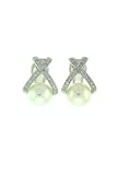 Image of 18K White Gold and Diamond Pearl Earrings