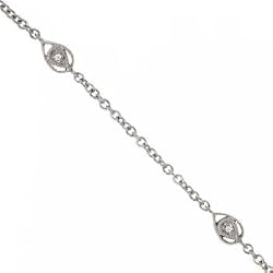 Diamond Ankle Bracelet in 14K White Gold 10 Inch Lobster