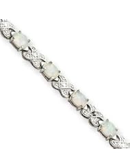 Sterling Silver Opal and Diamond Bracelet