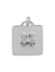 33mm Square Pendant with Boy and Girl