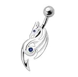 Dragon Belly Button Ring with Gems