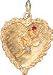 Rope Edge Heart with Rose, 14K Gold Charm