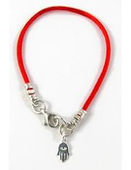 Kabalah Red Satin Cord Hamsa Bracelet, 7.5 inches