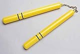 Yellow Plastic Nunchucks with Black Stripes