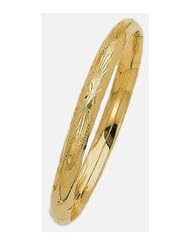 6mm Lazer Hollow Gold Bangle Bracelet