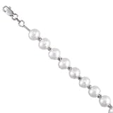 14K White Gold Divine Cultured White Pearl Bracelet