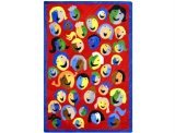 Joy Carpets Kid Essentials Early Childhood Joyful Faces Rug, Red, 5’4″ x 7’8″