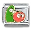 Clearly Charming Bob & Larry Veggie Tales Italian Charm Bracelet Link