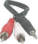 3m 3.5mm stereo plug to dual ended phono plug cable