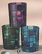 Votive Holder Cup Stained Glass Design - Set of 3