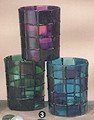Votive Holder Cup Stained Glass Design - Set of 3